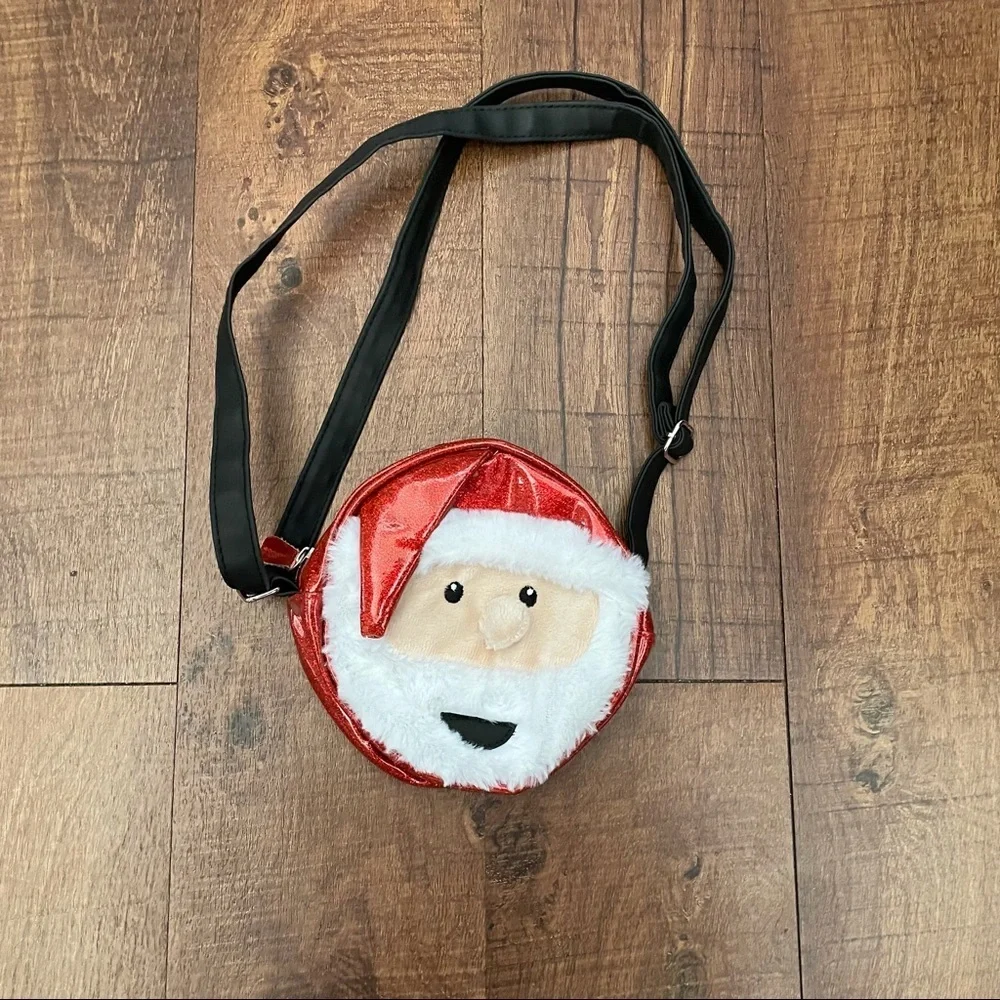 Santa Claus purse bag for Kids holiday time zip closure adjustable strap